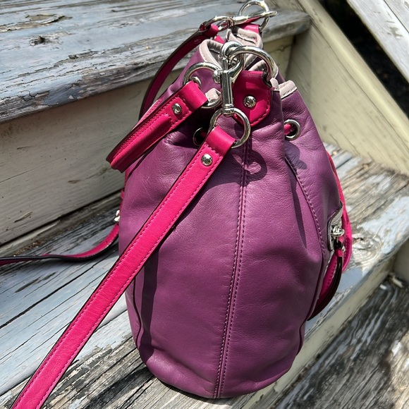 Coach Y2K Purple Pink Leather Crossbody Shoulderbag Drawstring Hobo Avery Boho - Picture 7 of 14